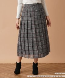 Leilian(レリアン)/チェックプリーツスカート【my perfect wardrobe】/ブラック