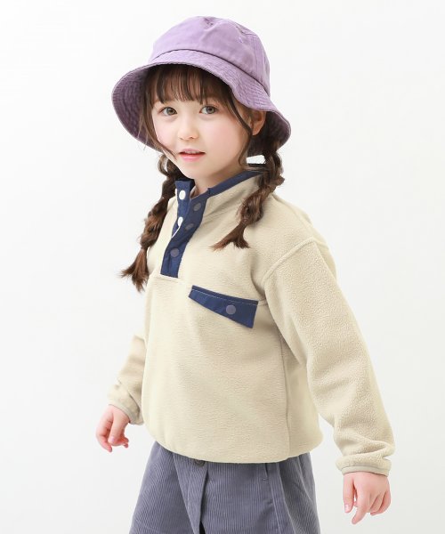 devirock(デビロック)/静電気防止 のんビリ フリース プルオーバー 子供服 キッズ 男の子 女の子 トップス パーカー トレーナー /グレージュ