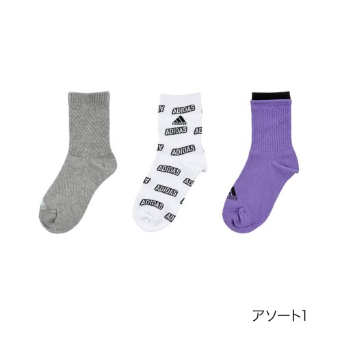 Adidas(アディダス)/福助 公式 靴下 ショート丈 3足組 キッズ アディダス 3足異柄 消臭 履き口ゆったり 323－23G6<br>婦人 女性 フクスケ fukuske/その他