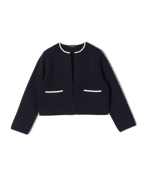 〈手洗い可能〉キルティング コンビ ニット ジャケット 