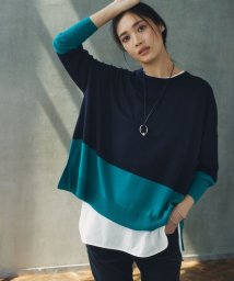 NIJYUSANKU（SMALL SIZE）(23区（小さいサイズ）)/【WEB限定カラーあり/洗える】ウーステッドウール ビッグシルエット ニット/[WEB限定]ネイビー×グリーン