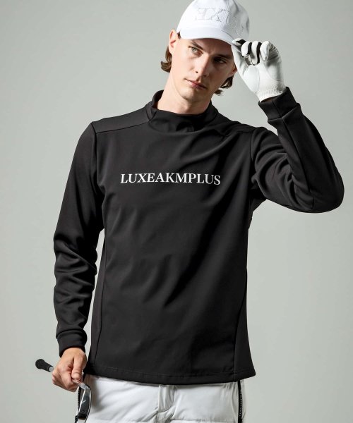 LUXEAKMPLUS(LUXEAKMPLUS)/LUXEAKMPLUS(リュクスエイケイエムプラス)ゴルフ ウィンドプルーフモックネックTシャツ/ブラック