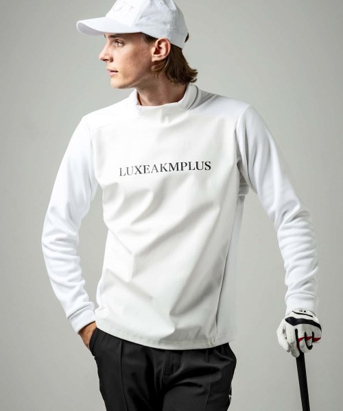 LUXEAKMPLUS(LUXEAKMPLUS)/LUXEAKMPLUS(リュクスエイケイエムプラス)ゴルフ ウィンドプルーフモックネックTシャツ/ホワイト