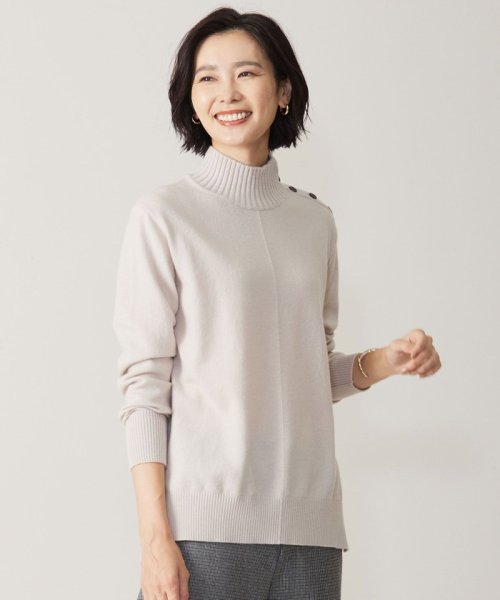 J.PRESS LADIES（LARGE SIZE）(J．プレス　レディス（大きいサイズ）)/【洗える】WOOL BLEND AIR ハイネック ニット/ベージュ系