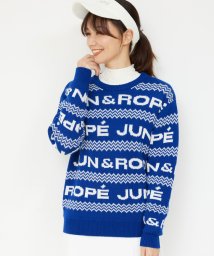 JUN and ROPE(ジュン＆ロペ)/配色ロゴグラフィック長袖プルオーバー/ネイビー（40）