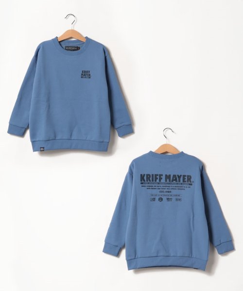 KRIFF MAYER(クリフ メイヤー)/裏微起毛 ロゴクルーネックスウェット(120~170cm)/ブルー