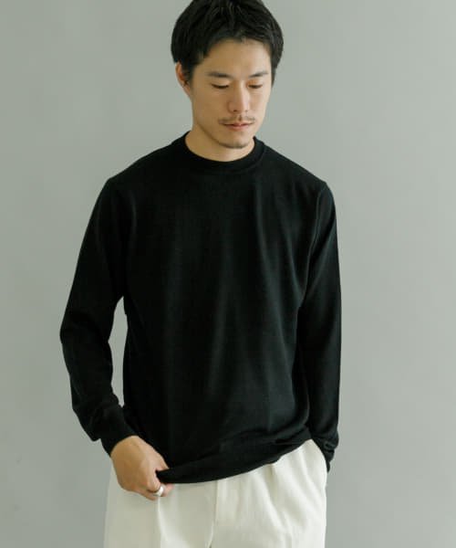 URBAN RESEARCH(アーバンリサーチ)/WASHABLEウール クルーネックニット/BLACK