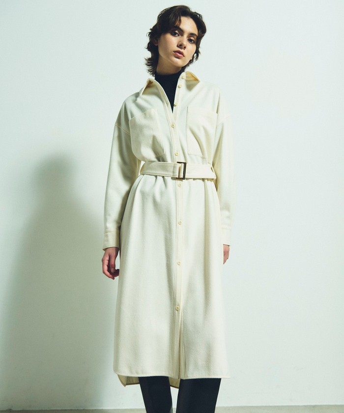 GRACECONTINENTAL ウールロングシャツドレス キナリ 36 GRACECONTINENTAL ウールロングシャツドレス キナリ 36