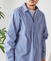 SHIPS any MEN(シップス　エニィ　メン)/SHIPS any: ストライプ / ソリッド リラックス レギュラーカラー シャツ 24SS◆/ダークブルー