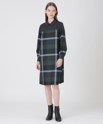 クレストブリッジチェッククロッシングツイルサックドレス