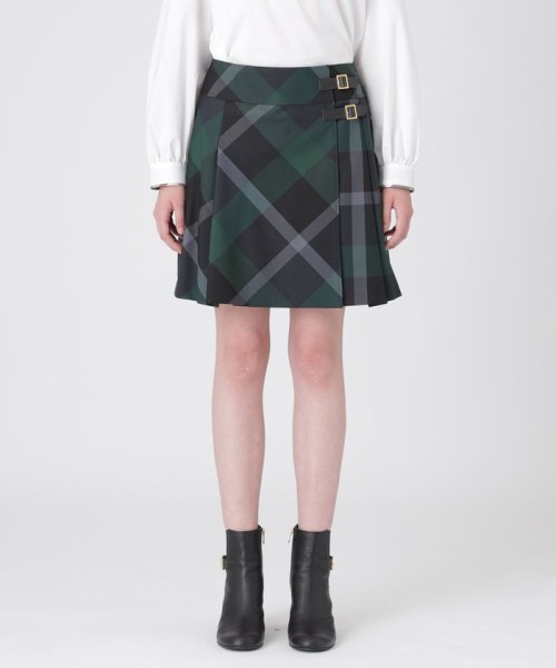 クレストブリッジチェックドライストレッチギャバミニスカート  