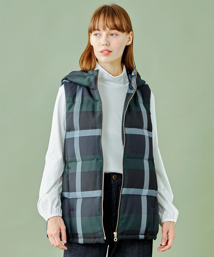 WEB限定】クレストブリッジチェッククロッシングツイルダウンベスト