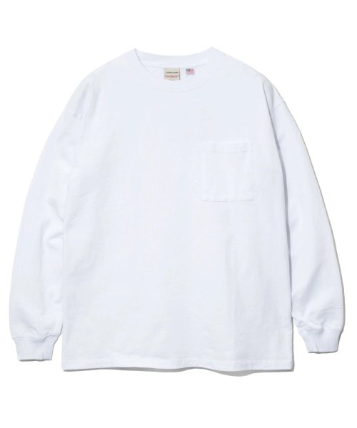 go slow caravan MENS SELECT BRAND(ゴースローキャラバンメンズセレクトブランド)/グッドウェア 袖リブ ポケット付き L/S BIG TEE/ホワイト