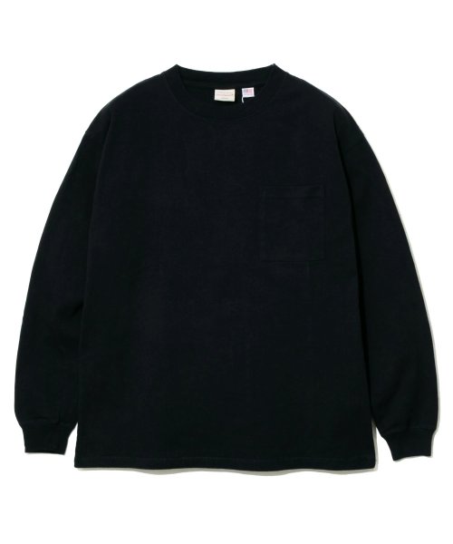 go slow caravan MENS SELECT BRAND(ゴースローキャラバンメンズセレクトブランド)/グッドウェア 袖リブ ポケット付き L/S BIG TEE/ブラック