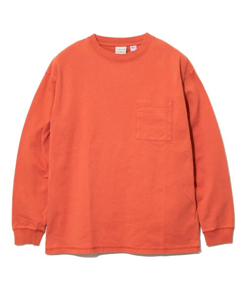 go slow caravan MENS SELECT BRAND(ゴースローキャラバンメンズセレクトブランド)/グッドウェア 袖リブ ポケット付き L/S BIG TEE/オレンジ