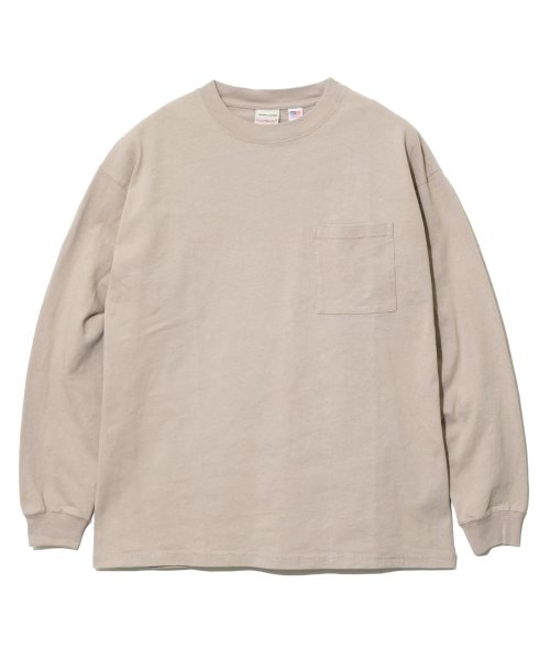 go slow caravan MENS SELECT BRAND(ゴースローキャラバンメンズセレクトブランド)/グッドウェア 袖リブ ポケット付き L/S BIG TEE/サンドベージュ