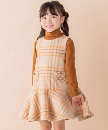 Noeil aime BeBe(ノイユ　エーム　べべ)/モッサチェックジャンパースカート(80~130cm)/オレンジ系