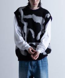 Nylaus/Mohair Like Whole Pattern Loose Knit Vest / モヘアライク 総柄 ルーズ ニットベスト/505690408