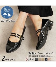 ALETTA/パンプス 防水 ローヒール ストラップ メリージェーン 黒 ブラック 痛くない 幅広 走れる レイン アーモンドトゥ 2cmヒール ぺたんこ 外反拇趾 リクルー/505690622