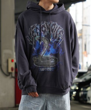 1111clothing/◆ストーンウォッシュ ハードグラフィック パーカー◆ オーバーサイズ パーカー メンズ ビッグパーカー レディース ビッグシルエット プルパーカー フーディ/505690626