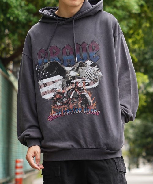 1111clothing(ワンフォークロージング)/◆ストーンウォッシュ ハードグラフィック パーカー◆ オーバーサイズ パーカー メンズ ビッグパーカー レディース ビッグシルエット プルパーカー フーディ/その他系1