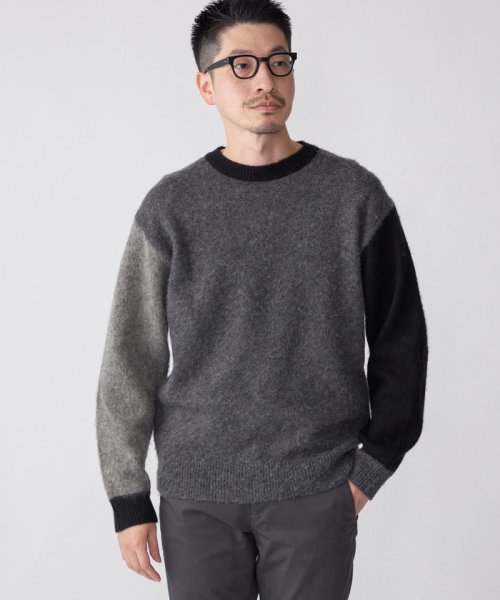 SHIPS MEN(シップス　メン)/*SHIPS:〈シェットランドタイプ〉ウール シャギードッグ ニット (セーター) 23FW/ダークグレー