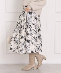 Couture Brooch/【オトナの着映えスカート】グログランフラワープリントスカート/505691911