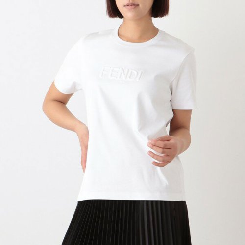 セール】フェンディ Tシャツ トップス ロゴ ホワイト レディース FENDI  
