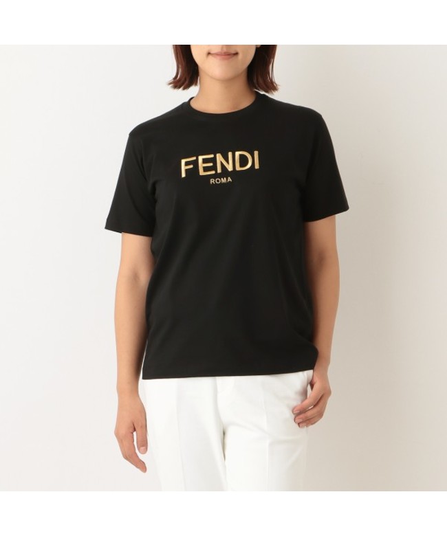 セール】フェンディ Tシャツ トップス ロゴ ブラック レディース FENDI
