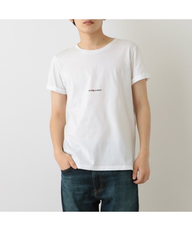 セール】サンローランパリ Ｔシャツ トップス ロゴ ホワイト メンズ