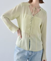 DRESSTERIOR(ドレステリア)/CODE A ｜ front ribbon blouse/ミントグリーン（021）