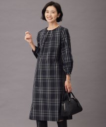 J.PRESS LADIES(J．プレス　レディス)/【洗える】2/2綾 メモリーチェック ワンピース/ブラック系3