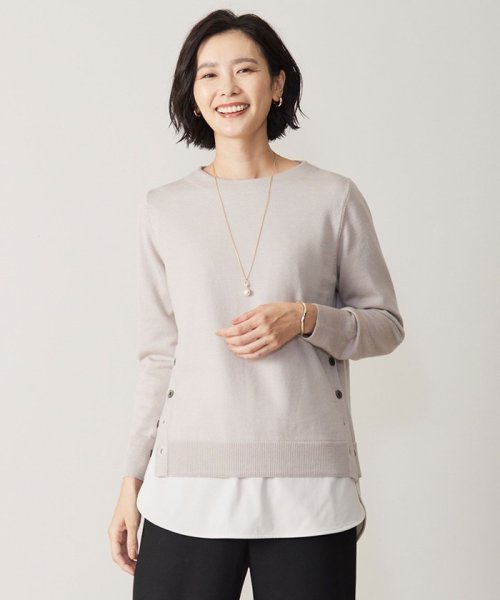 J.PRESS LADIES（LARGE SIZE）(J．プレス　レディス（大きいサイズ）)/CLEAR LIGHT WOOL ボートネック ニット/ベージュ系