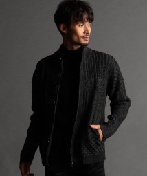 NICOLE CLUB FOR MEN/編地切替 スタンドニットブルゾン/505657800