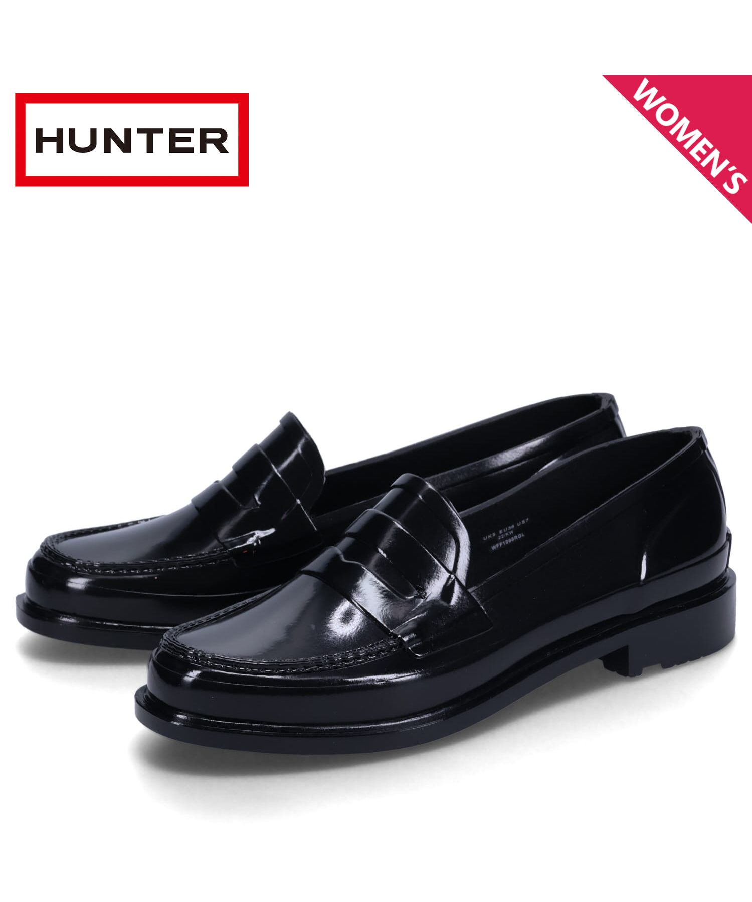 ハンター HUNTER レインシューズ ペニーローファー ファインド グロス レディース 防水 REFINED GLOSS PENNY LOAFER  ブラック