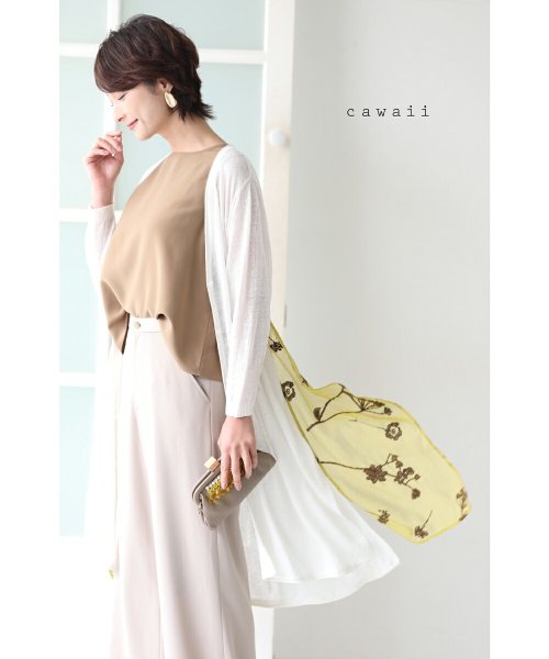 CAWAII(カワイイ)/ほど良い透け感揺らぐスカーフカーディガン羽織り/ホワイト