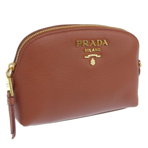 PRADA(プラダ)/PRADA プラダ ZORR CERVO ポーチ 小物入れ メイクポーチ レザー /ブラウン