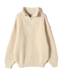 SHIPS WOMEN(シップス　ウィメン)/OLDDERBY KNITWEAR:リブ ジップ プルオーバー/ホワイト