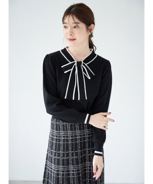 tocco closet/配色ライン入りボウタイりぼんニットプルオーバー/505680151