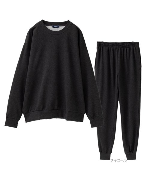 MAC HOUSE(men)(マックハウス（メンズ）)/NAVY ネイビー 裏毛セットアップ速乾ルームウェア 333110MH/チャコール