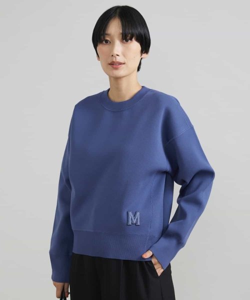 MICHEL KLEIN(ミッシェルクラン)/スポンディッシュポリワッペン付きニット（セットアップ対応）/ブルー（55）