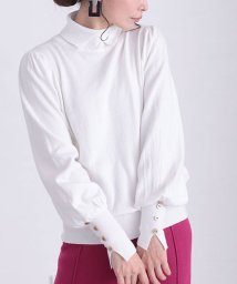 Sawa a la mode(サワアラモード)/ふんわり袖の襟付きニットトップス/ホワイト