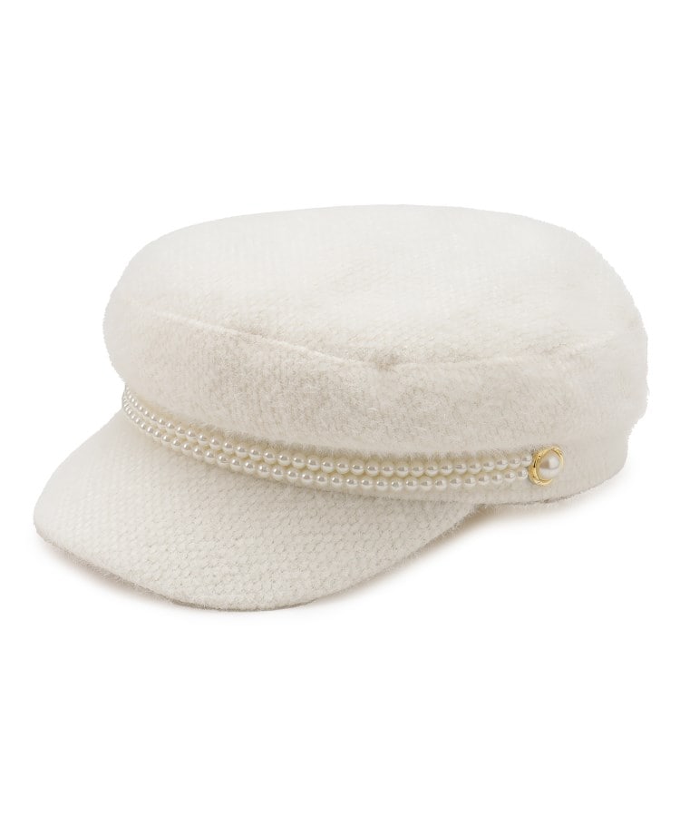 新品　トゥービーシック　ベレー帽　リボン　ビジュー　シャギー　ベージュ　秋冬