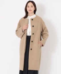 SANYO COAT(サンヨーコート)/エアージーロンラム ノーカラーコート/ベージュ