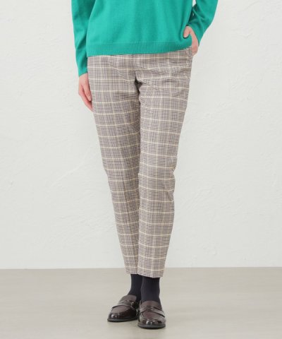 ウォッシャブルツイルチェックテーパードパンツ