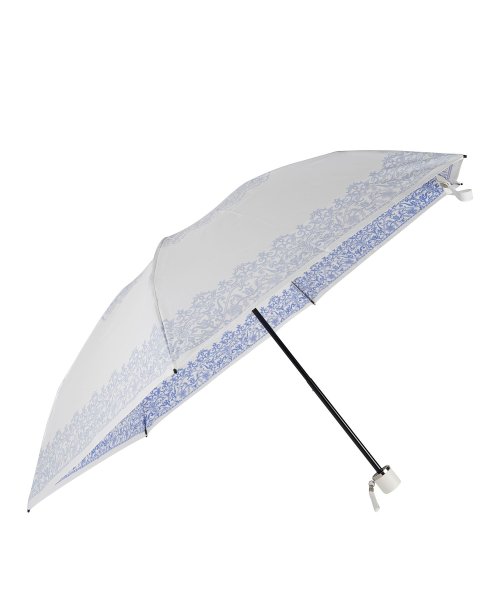 PREMIUM WHITE(プレミアムホワイト)/プレミアムホワイト PREMIUM WHITE 日傘 折りたたみ 完全遮光 晴雨兼用 軽量 雨傘 レディース 50cm 遮光率 UVカット 100% コンパクト/ブルー