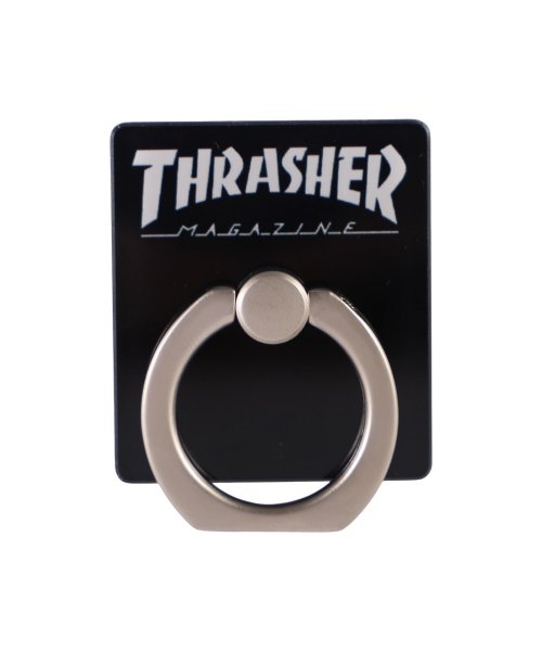 THRASHER(スラッシャー)/スラッシャー THRASHER スマホリング バンカーリング ホルダー スタンド スマートフォン 携帯 メンズ レディース HOME TOWN Logo Sma/ブラック