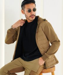 JIGGYS SHOP(ジギーズショップ)/ストレッチダウンジャケット / フェザー メンズ ジャケット 軽量 防寒 ダウン アウター ゴルフ アウトドア キャンプ ストレッチ/ベージュ