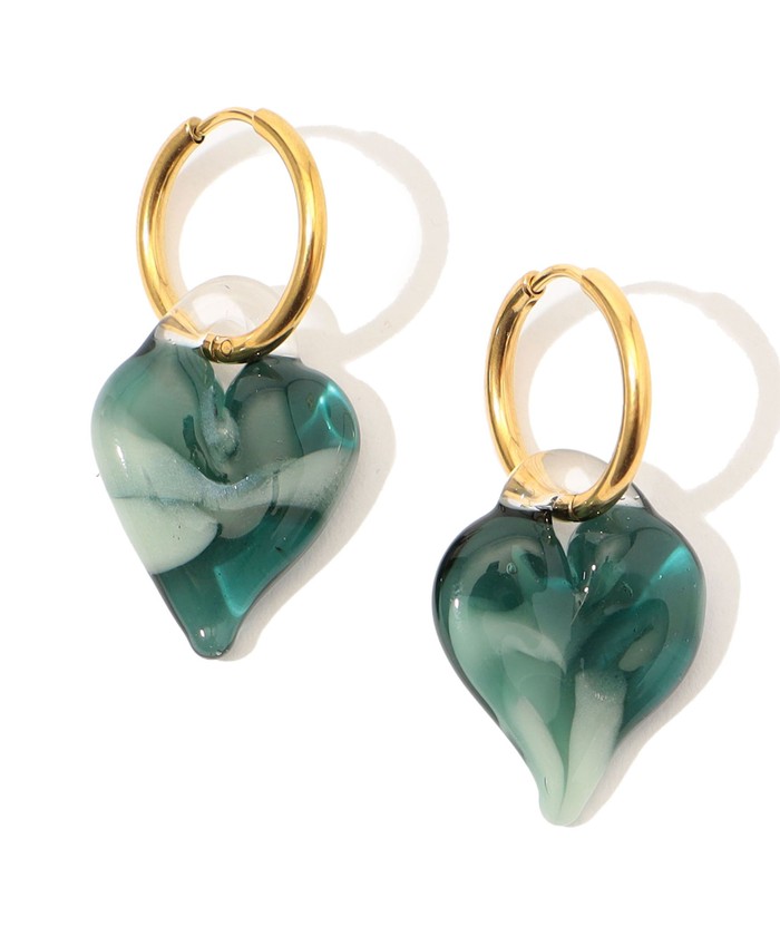 LEVENS JEWELS HEART OF GLASS HOOPS(505708471) | TOMORROWLAND GOODS