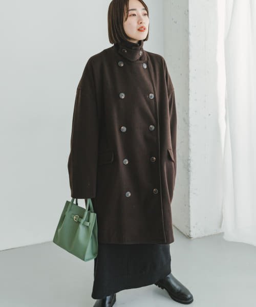 ITEMS URBANRESEARCH(アイテムズ アーバンリサーチ（レディース）)/ワイドシルエットコート/BRN